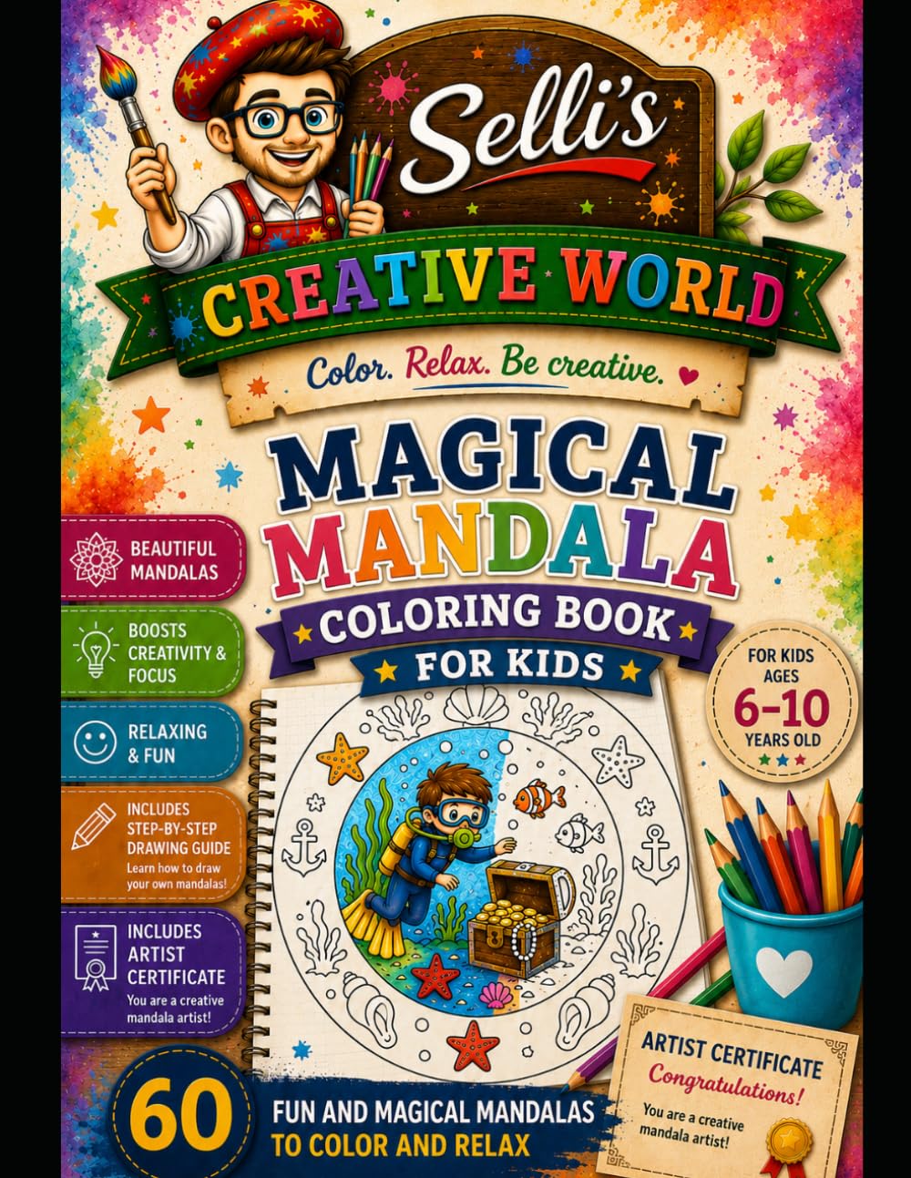 Magical Mandala Coloring Book for Kids: 60 Imaginative Coloring Pages for Kids Ages 6–10