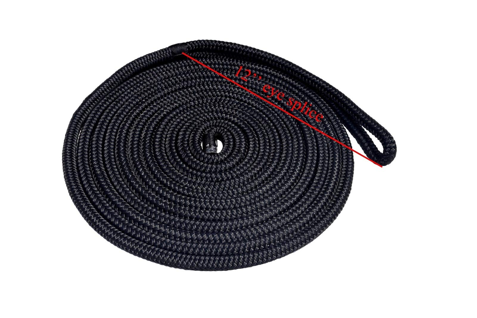 Winch Rope, Black 1/2 Inch×20 Ft Nylon Dock Line Double Braided