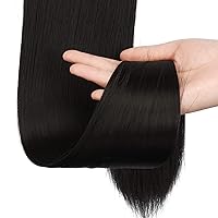 Vista 3 de Sofeiyan - Extensión de cola de caballo larga, cabello lacio sintético, extensión con clip envolvente para mujer