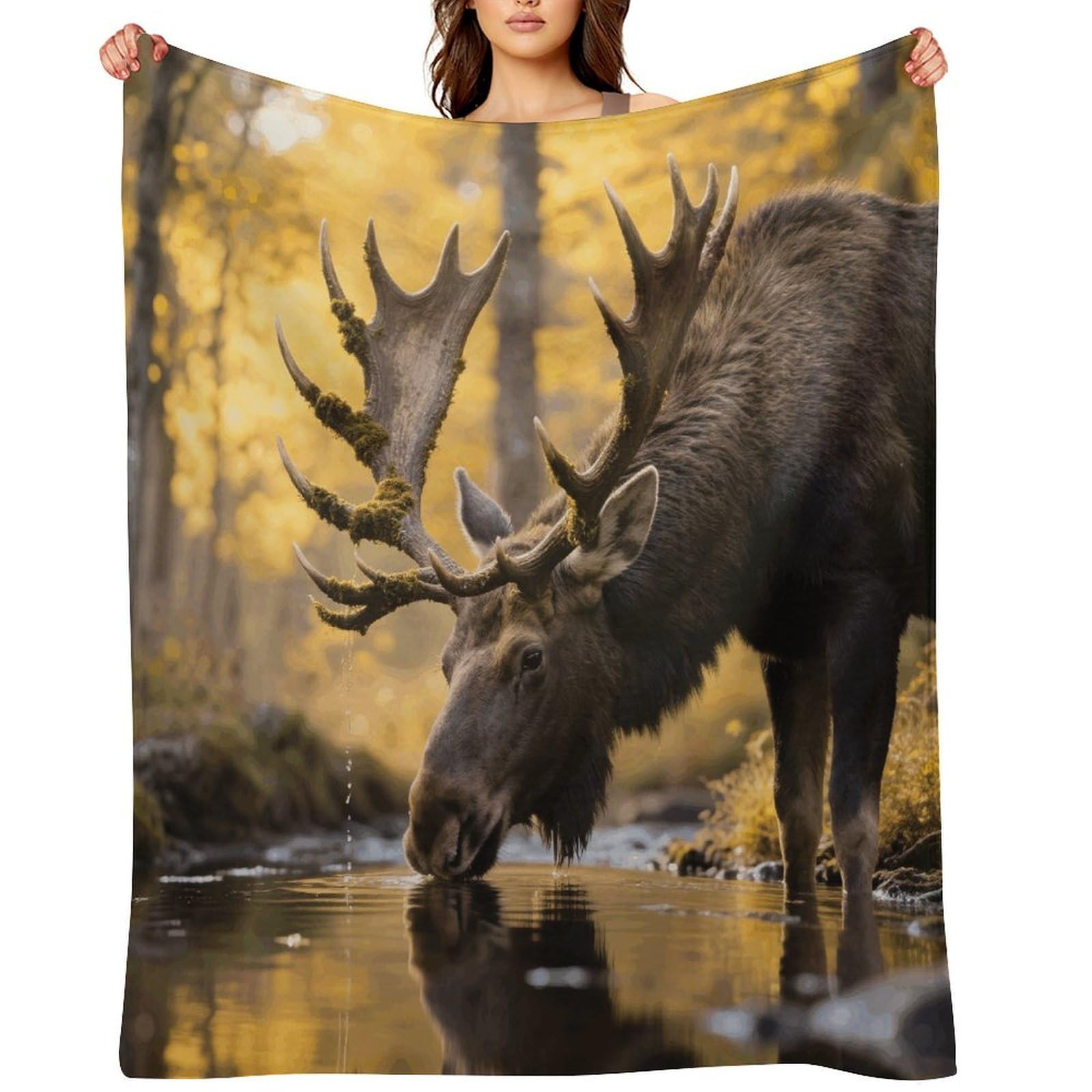 Rustic Woodland Deer Throw Blanket for Couch and Bed Super Soft Warm Lightweight Throw Blankets Cozy Fuzzy Flannel Blanket Personalized Decorative Blankets for Sofa Decor 50"x60"
