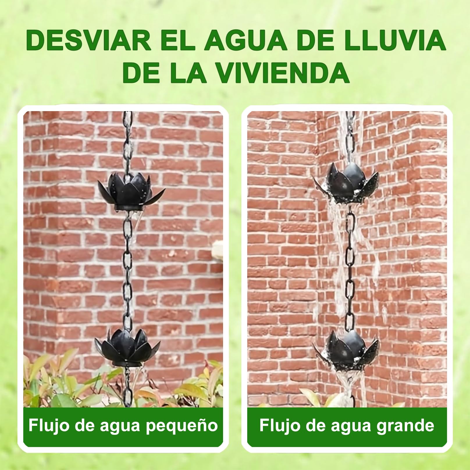 Cadenas de Lluvia Decorativas, Cadena del Colector de Lluvia del Metal, Cadena para Canalones, Alternativa a Los Bajantes, para Casa Jardín Exterior Pérgola Techo Toldo A 1.2m