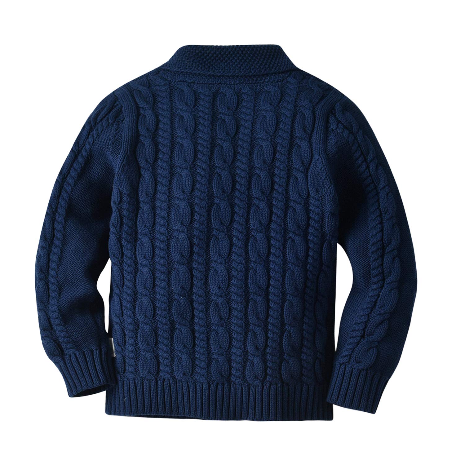 Baby Boys Girls V-Neck Sweater Cardigan Button Up Knitted Pullover Sweatshirts Navy Blue