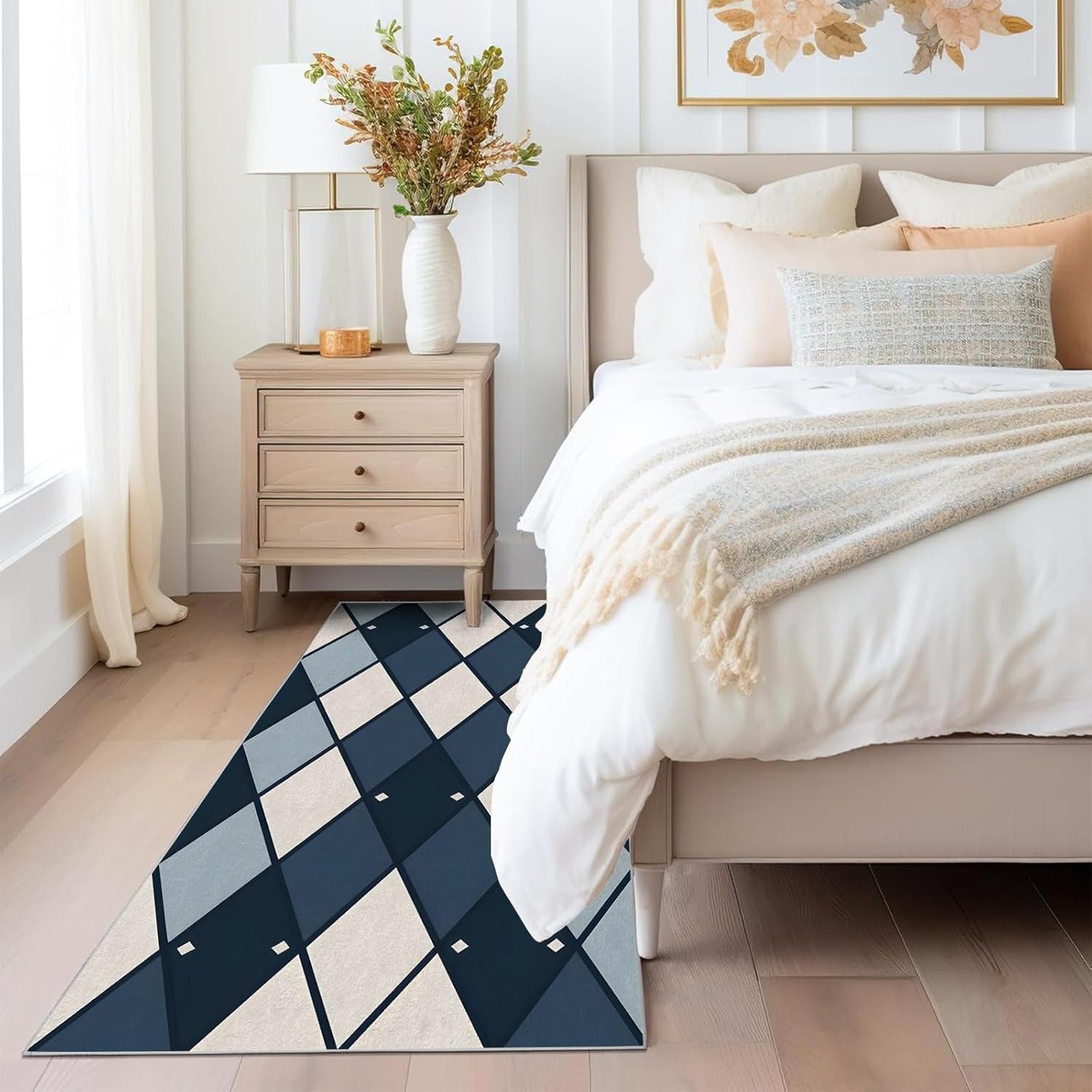 Farmhouse Rug - Abstract Floral 8x10 Rugs for Living Room Bedroom Low Pile Indoor Washable Colorful Retro Door Mat Non-Slip Soft Floor Carpet Abstract Modern Throw Indoor for Boys Girls A38