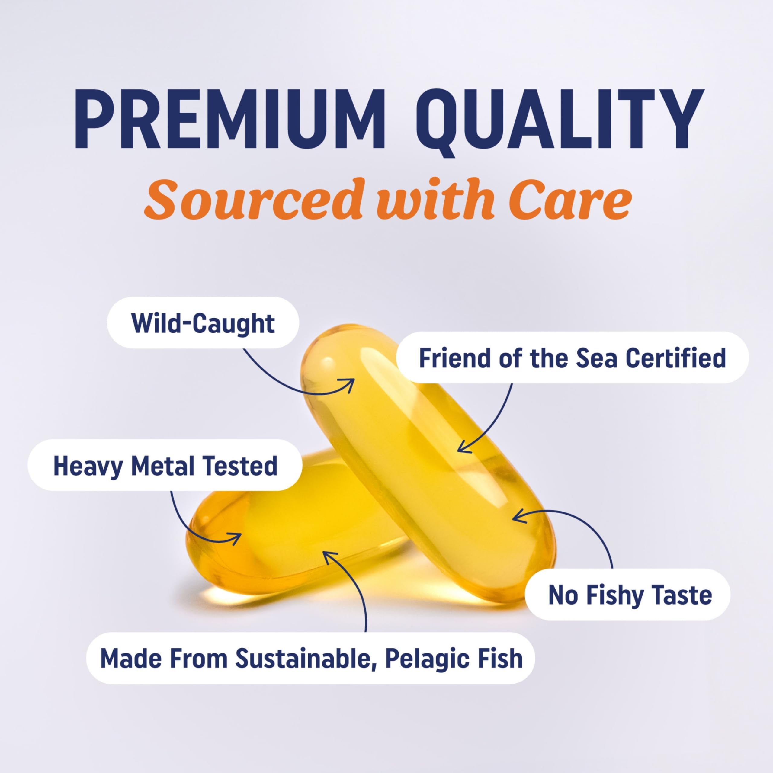 Triple Strength Omega 3 Fish Oil 1200 mg | EPA & DHA | Wild Caught, Sustainably Sourced Omega-3 Fatty Acids | Premium Burpless Fish Oil Supplements | Clean Label Certified, Third-Party Tested | 30 Ct