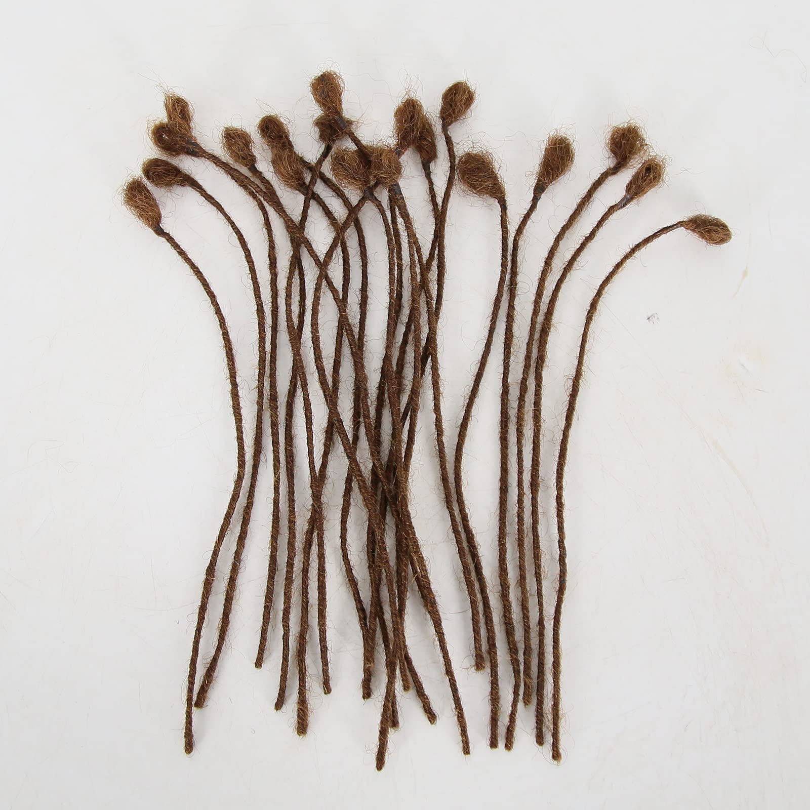 zigzag hair Minilocs 0.2cm Sisterlocs Micro Dreadlocks Extensions Human Hair Dark Brown Loc Crochet Braiding Decoration 20strands for Men/Women/Children Hip-hop Locs Reggae Hair (8 Inch, 30 Color)