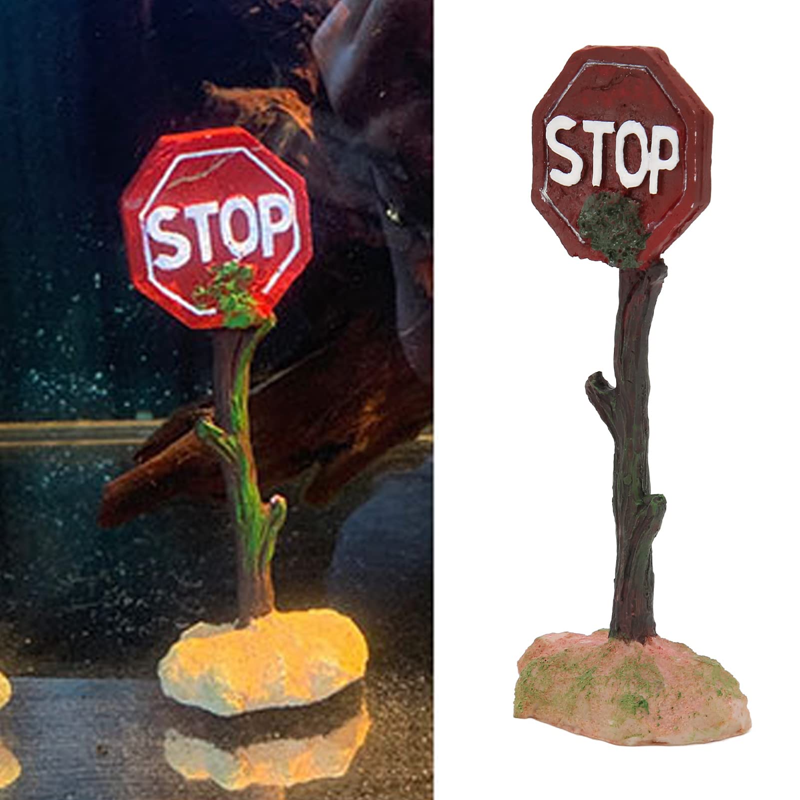 Vitdipy Fish Tank Warning Sign Decoration, Stable Weighted Base Simulation Resin Stop Sign Ornament for Aquarium Landscaping - Image 2