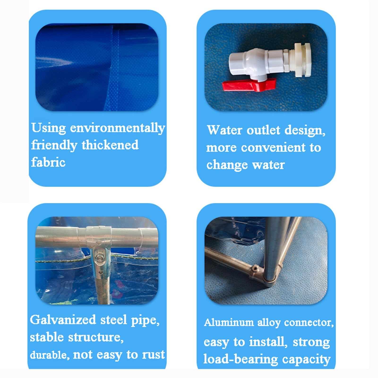 Estanque de peces sobre el suelo, gran piscina de acuicultura de lona transparente para sostener y ver temporalmente, duradera y fácil de instalar para uso en interiores y exteriores