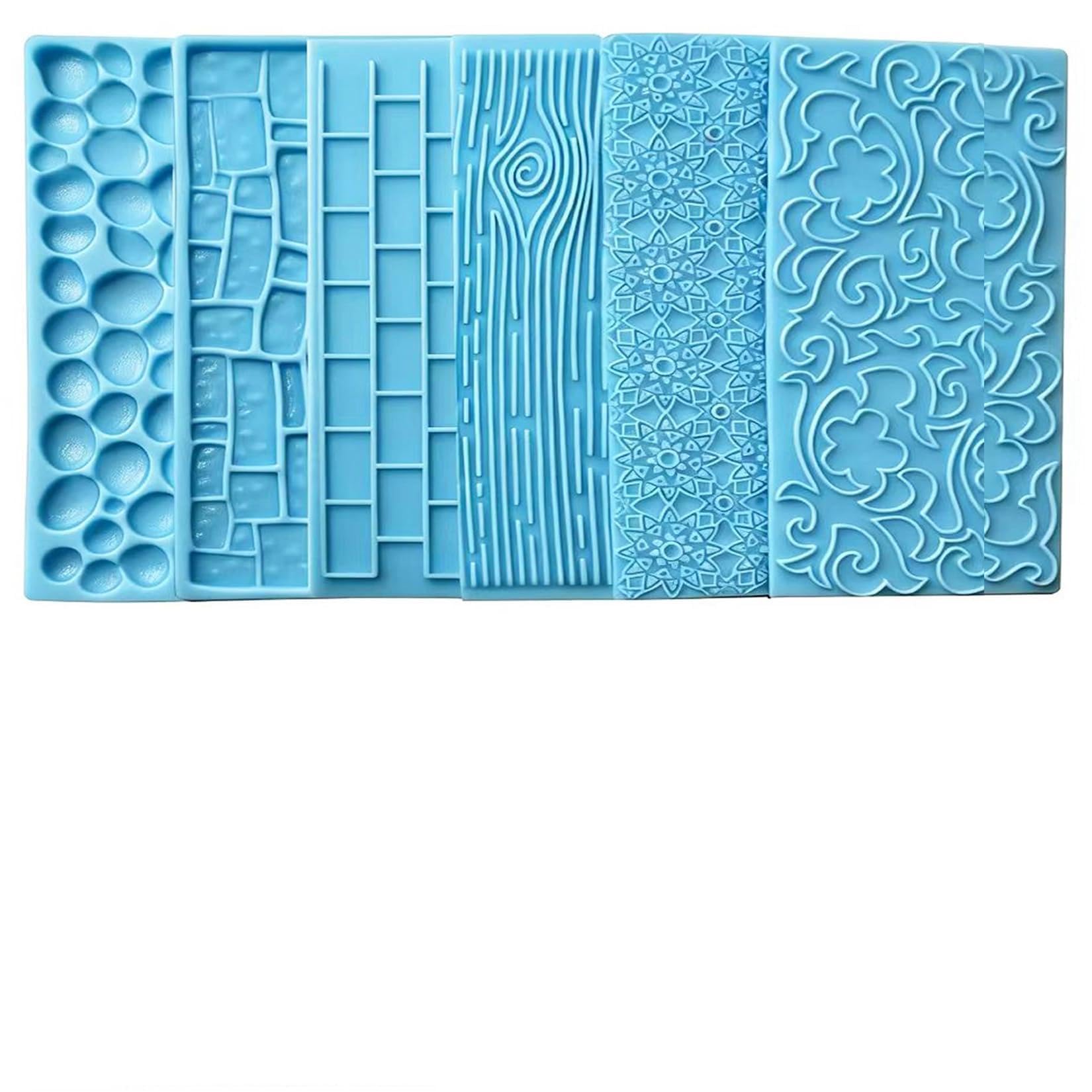 6 Pack Fondant Impression Mat Set Cake Decor Mold Set-Embossed Tree Bark/Flower/Cobblestone Texture Design Sugarcraft Decor Tool for Chocolate Cupcake Topper Wedding Cake