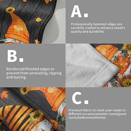 Vista 413 de Giwawa Juego de 2 toallas de mano de hojas marrones, toallas de baño bohemias suaves y delgadas, altamente absorbentes, decorativas, para cocina