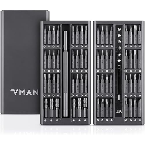 VMAN Small Screwdriver Set, 63 in 1 Precision Screwdriver Set, iphone Repair Tool Kit with Case Screwdriver Set for Electronics, Gameconsole, Watch, Tablet, PC, MacBook
