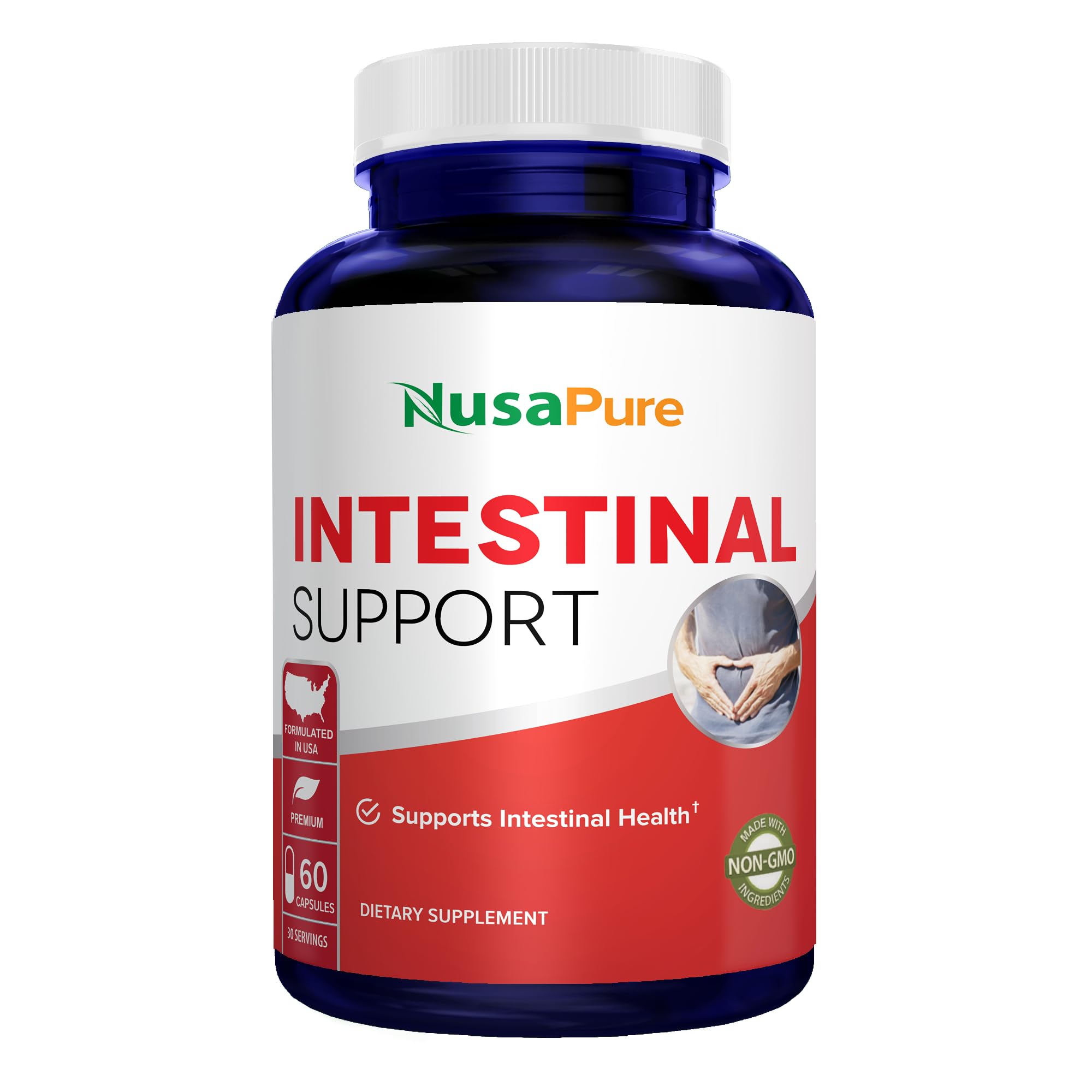 NusaPure Intestinal Support for Humans (Non-GMO), Wormwood, Garlic, Black Walnut Hull, 60 Capsules