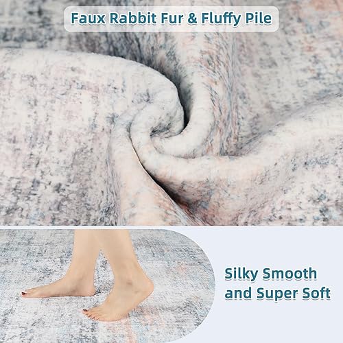 Miniatura 70 de Dripex Alfombra de piel sintética de conejo de 5 x 7 pies, alfombras esponjosas para sala de estar, alfombras lavables a máquina para dormitorio