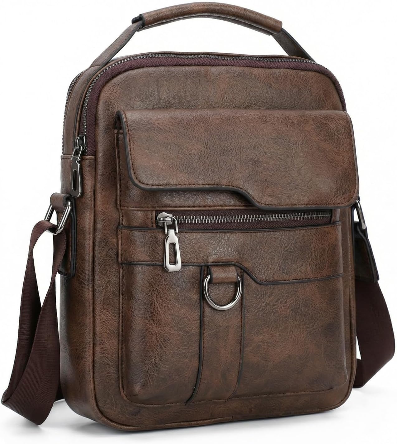 Men's Leather Crossbody Bag, Casual leather Bag for Men, Crossbody Bag Office Business,Handbag Purse Zipper