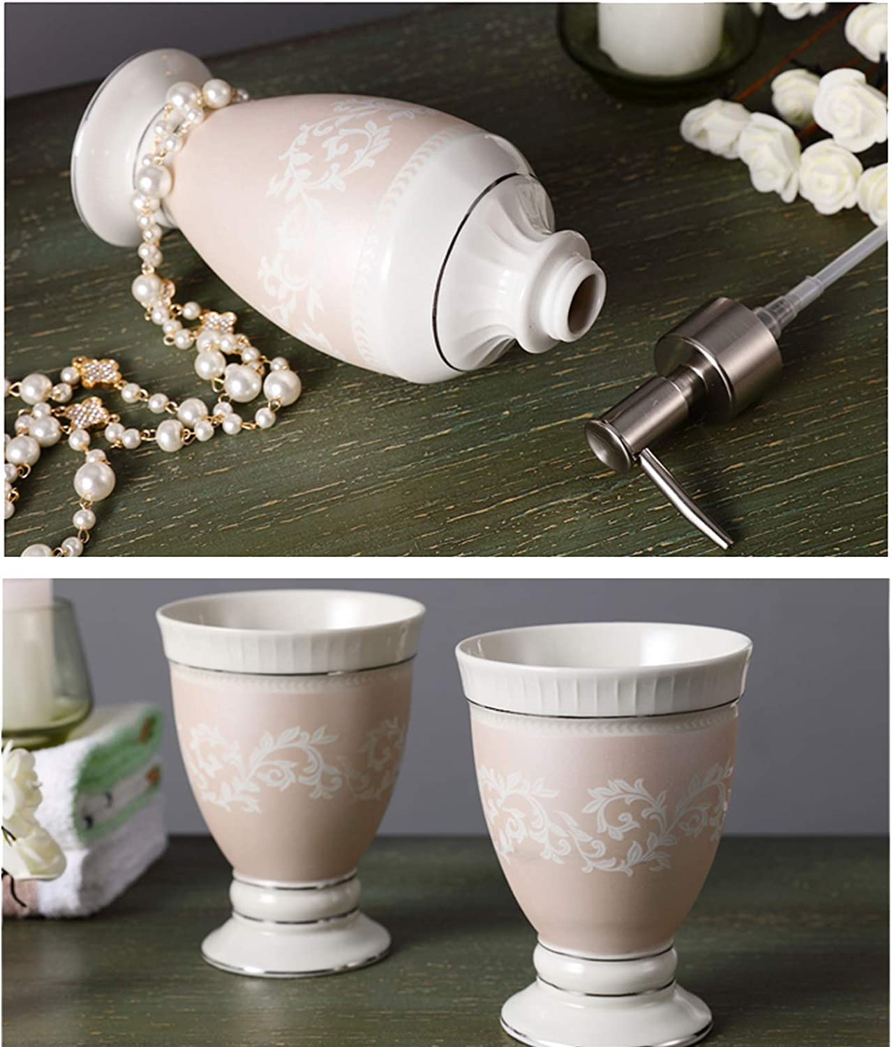 Set de Baño Juego de Accesorios de Baño Juego De Accesorios De Baño De Cerámica Retro Europeo De 5 Piezas, Kit De Baño De Estilo Simple para Regalo De Inauguración De La Casa Juego de Baño Accesorios