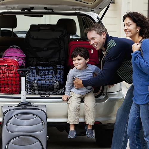 Miniatura 7 de Extensor de red de carga de 3 bolsillos, 47.2 x 11.8 pulgadas, organizador de malla para caja de camión con gancho de metal, red de carga resistente