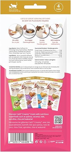 Miniatura 6 de Catit Creamy Superfood Lickable Cat Treat  Golosina hidratante y saludable para gatos de todas las edades  Atún con coco y Wakame, paquete de 4