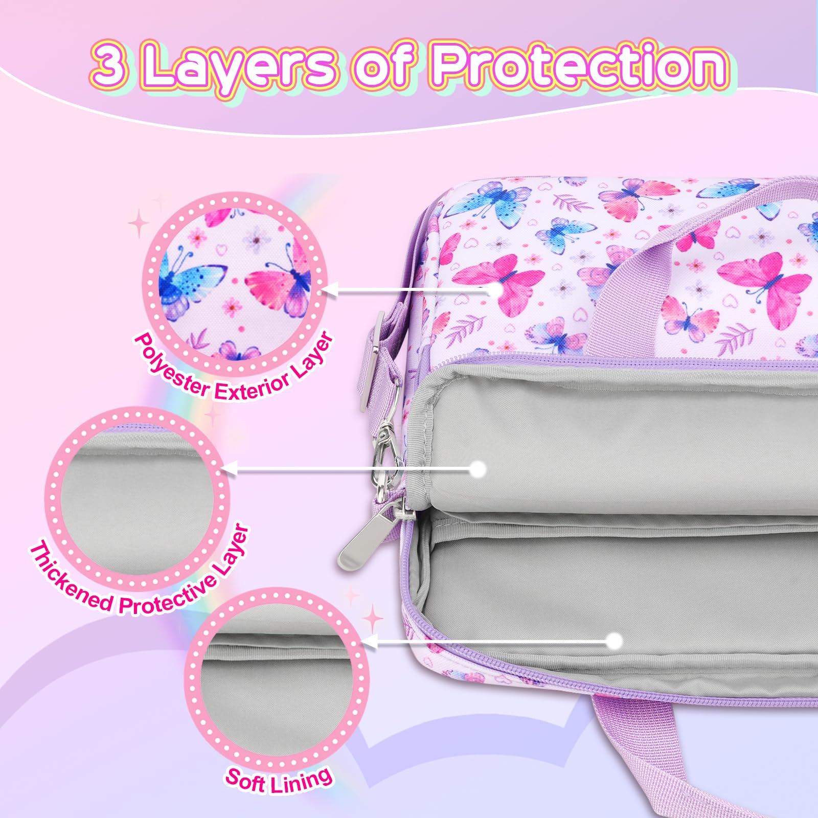 TiMOVO Housse pour Tablette avec Bandoulière, Pochette pour Tablet 12,5 Pouces, Sacoche Housse pour Tablette Universelle pour Fire Tablet, Kindle, iPad, Papillon