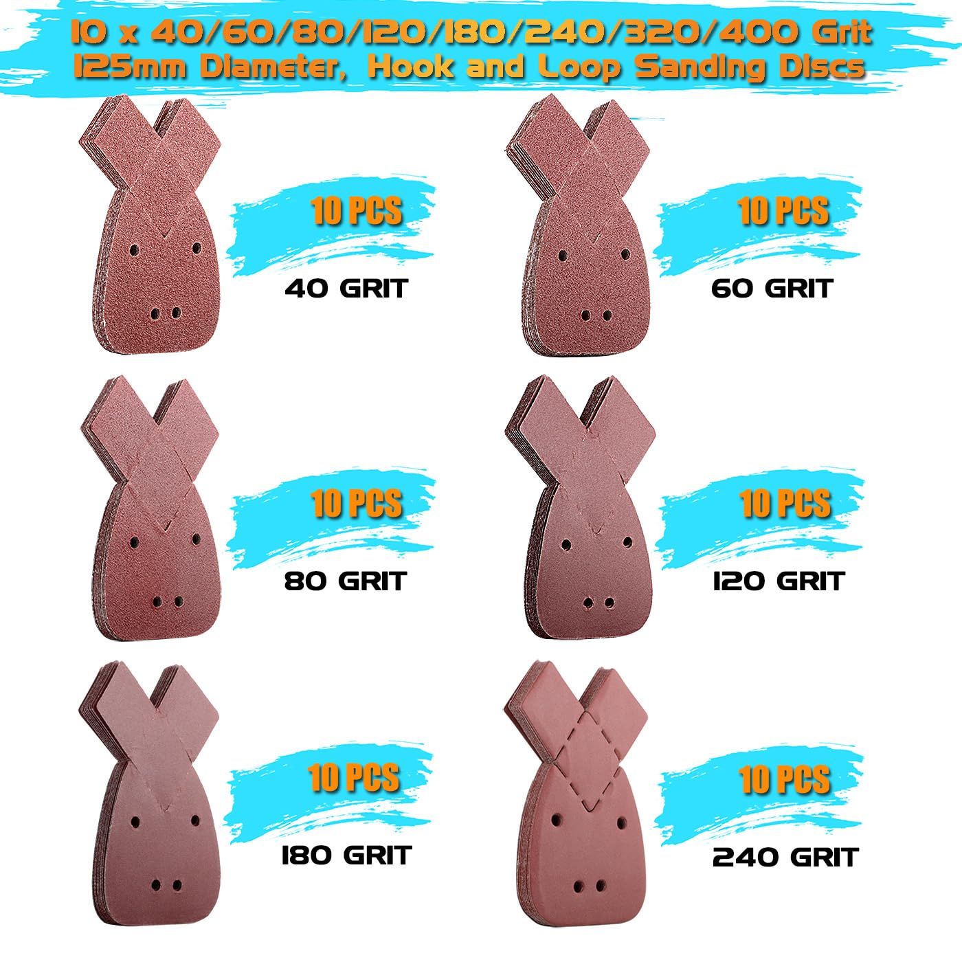 40 Fogli Carta Vetrata Per Levigatrice Mouse - Grana 40/60/80/120, Per Black+Decker E Altre Levigatrici