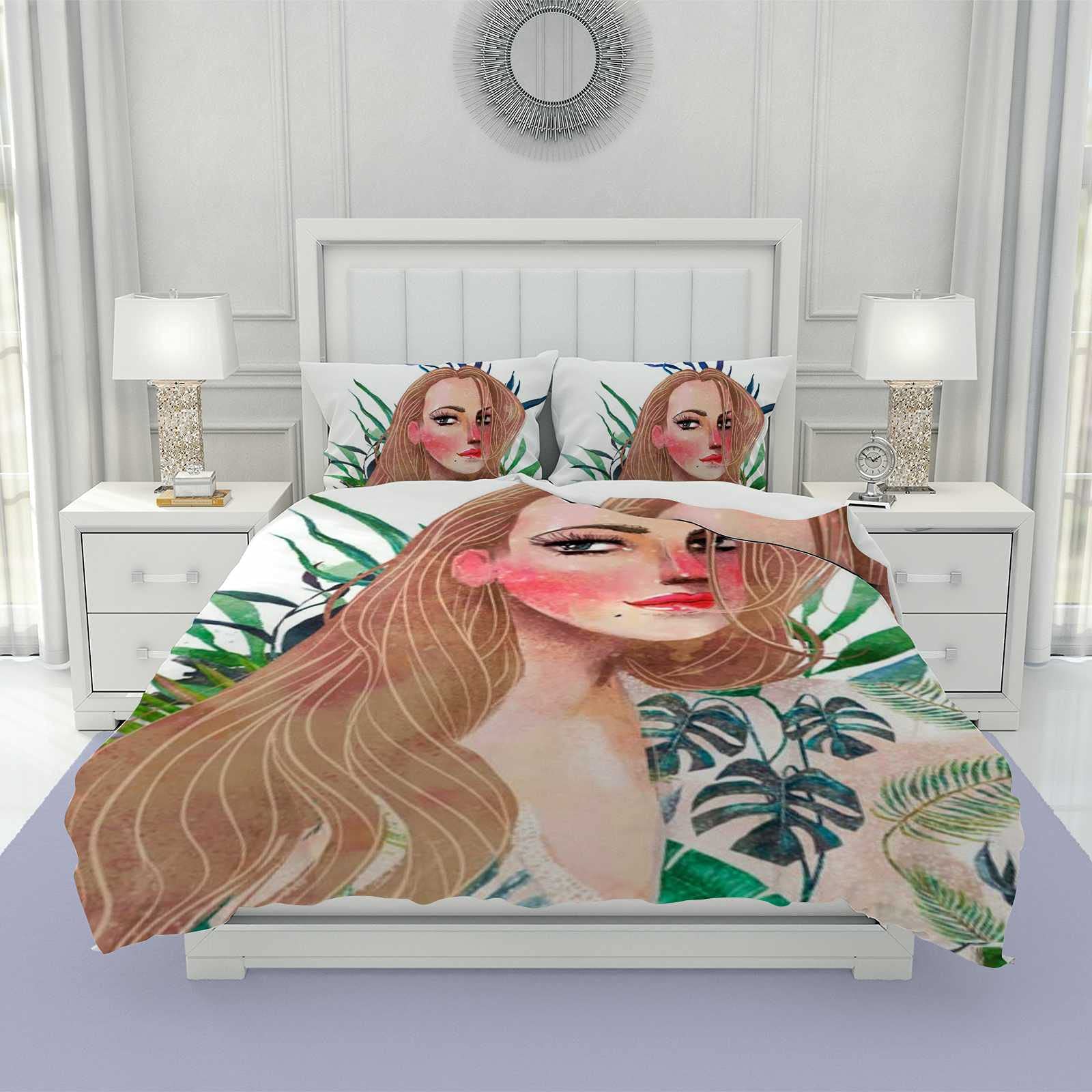 Parure de lit durable et housse de couette ultra douce motif floral tropical