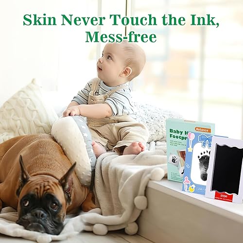 Miniatura 6 de Kit de manos y huellas para bebé, almohadilla de tinta sin tinta para huellas de bebé, 2 almohadillas de tinta sin tinta de gran tamaño con 4