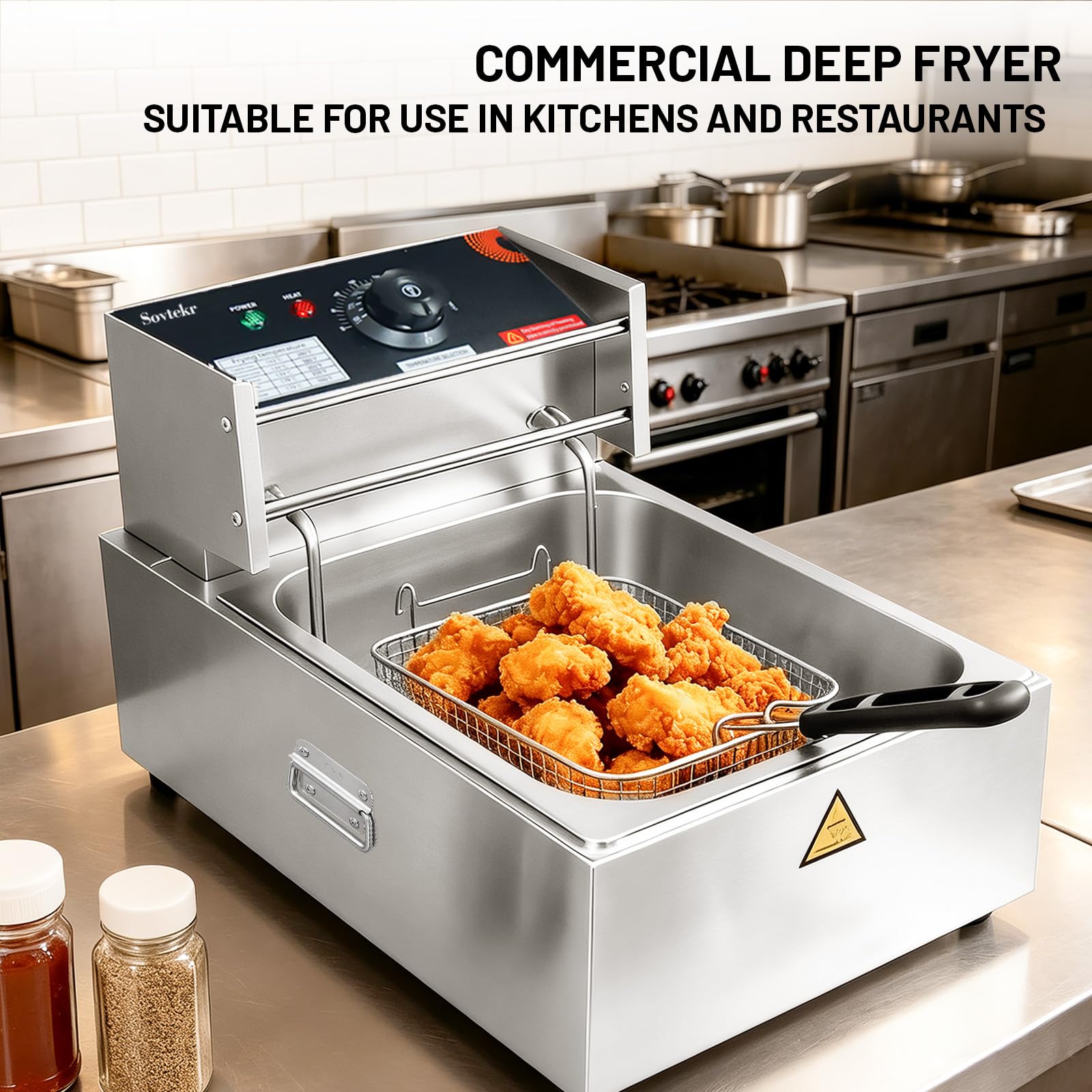 Friteuse Electrique avec Poignées Latérales, 8,6L/9,1Qt, 2500W