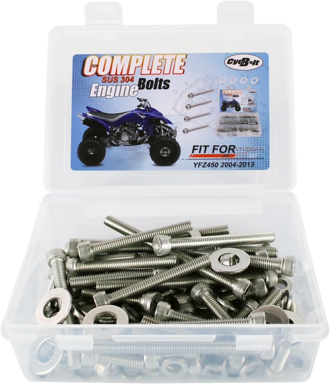 122 PCS ATV Engine Screw Bolt Kits Compatible with YFZ450 2004-2013, Stainless Steel Engine Fastener Set Sock Head Bolt Washer Screw