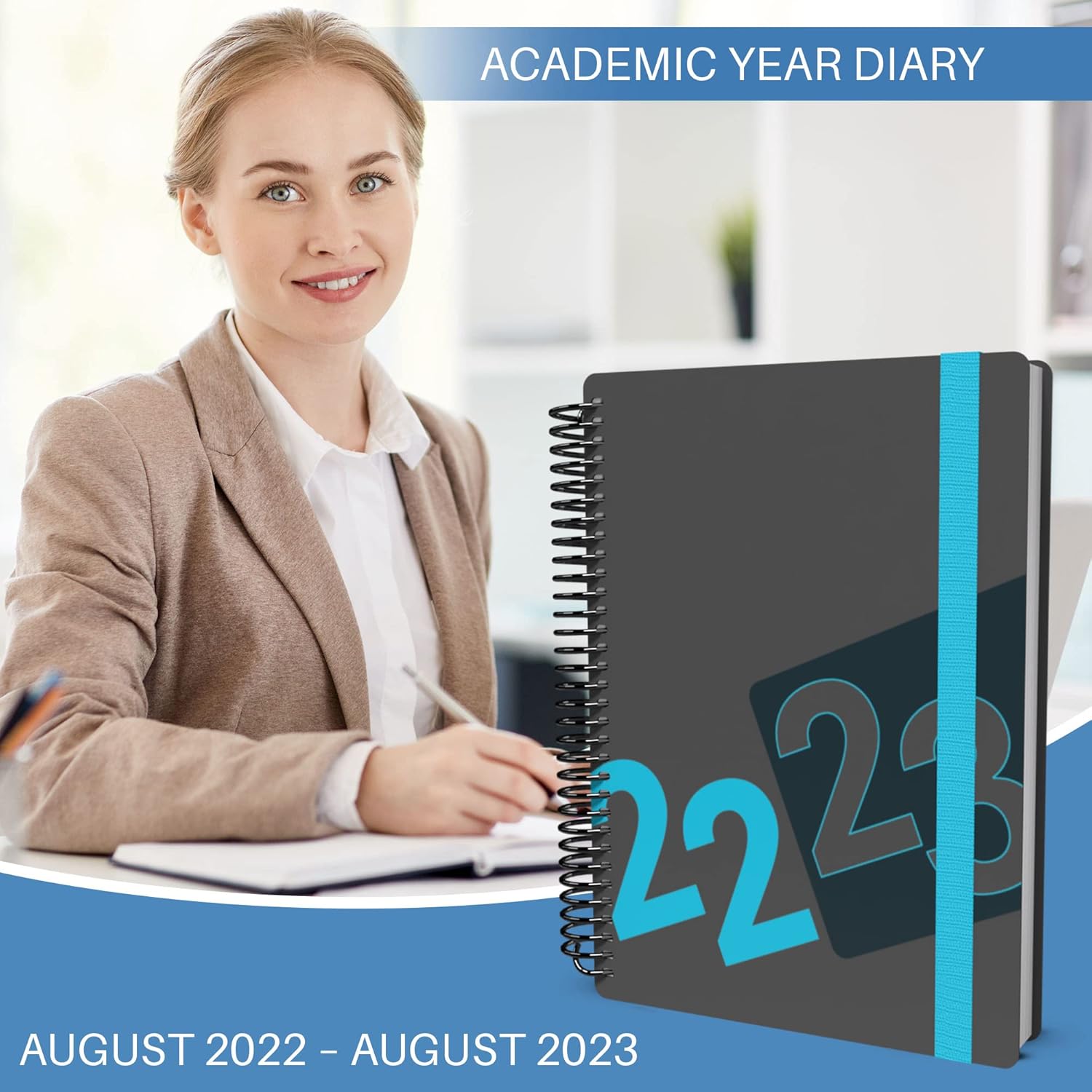 Collins Delta A5 Week To View Mid Year Academic 2022-23 Diary - Blue (FP53M.60-2223) - Student Journal Planner with diary, notes and timetables
