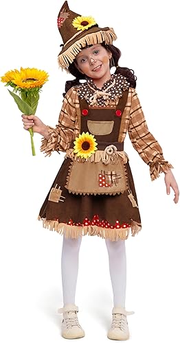 Miniatura 8 de Spooktacular Creations Disfraz de espantapájaros dulce de girasol de Halloween para niñas y niños, disfraz de espantapájaros de calabaza