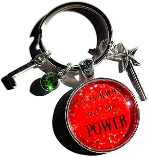 Personalised You've always had the power 25mm glass cabochon keyring add birthstone & initial gift, positive quote OZ wicked witch themed birthday Xmas present