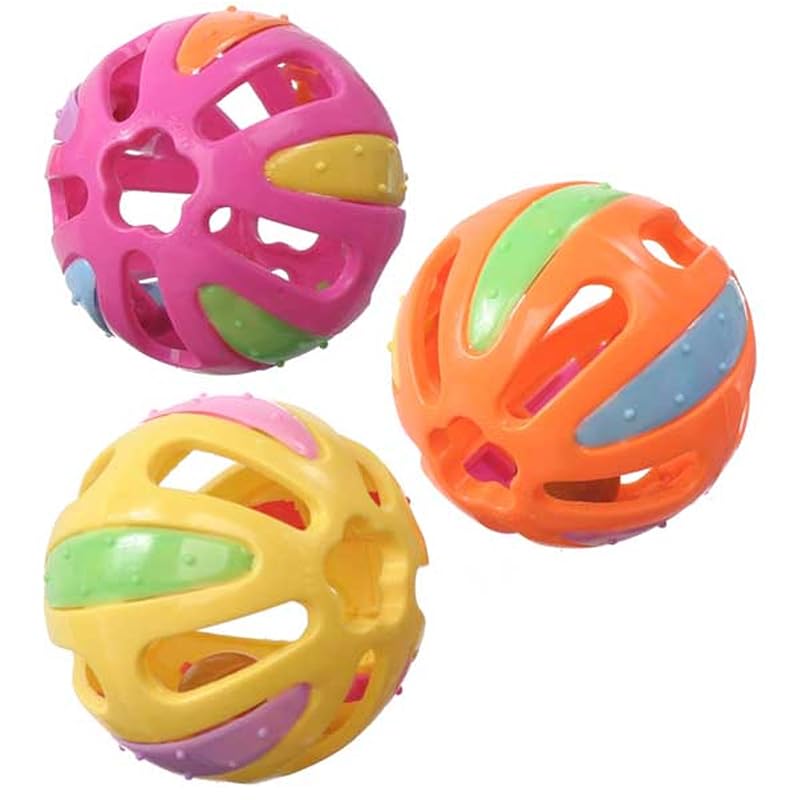 Brinquedo para aves de plástico com sino Kaleidoballs Super Bird Creations SB1057, 6,35 cm, pacote com 4
