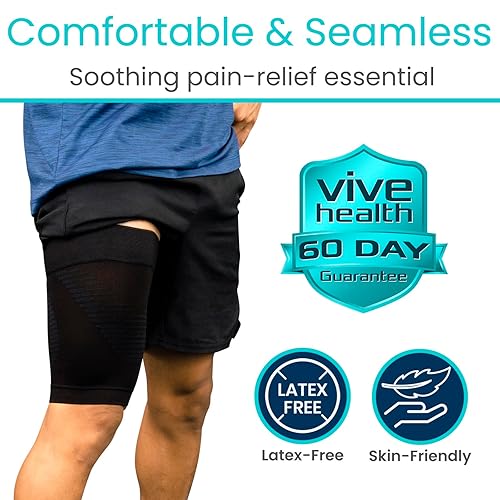 Miniatura 8 de Vive Manga de compresión para muslos  Recuperación y protección de la parte superior de la pierna  Soporte muscular cuádruple de la ingle  Lesiones