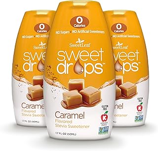 SweetLeaf Sweet Drops - Flavored Stevia Liquid Sweetener, Stevia Extract, Zero Calories, Gluten Free, Keto Friendly, Non GMO, Natural Flavors, Sugar Alternative - Caramel, 1.7 Fl Oz (Pack of 3)