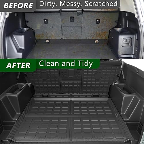 Miniatura 3 de Tapete de carga de 5 asientos compatible con Toyota 4Runner 2010-2024 sin bandeja deslizante para respaldo, alfombrilla de maletero de TPE para