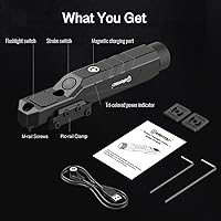 Vista 4 de DEFENTAC Linterna táctica de 1600 lúmenes con momentáneo y estroboscópico para rifle, luz de arma con interruptor de presión integrado compatible