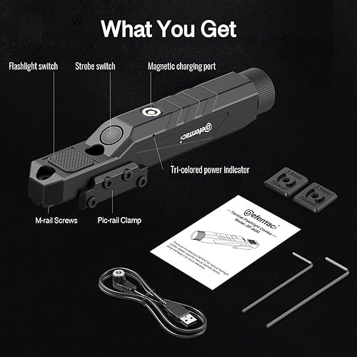 Miniatura 4 de DEFENTAC Linterna táctica de 1600 lúmenes con momentáneo y estroboscópico para rifle, luz de arma con interruptor de presión integrado compatible