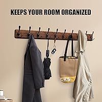 Vista 3 de Rustic 38.6" Large Coat Rack Wall Mount, Long Wood Coat Hooks with 10 Triple Hooks, Heavy Duty Wooden Coat Hanger Wall Mount for Entryway, Farmhouse