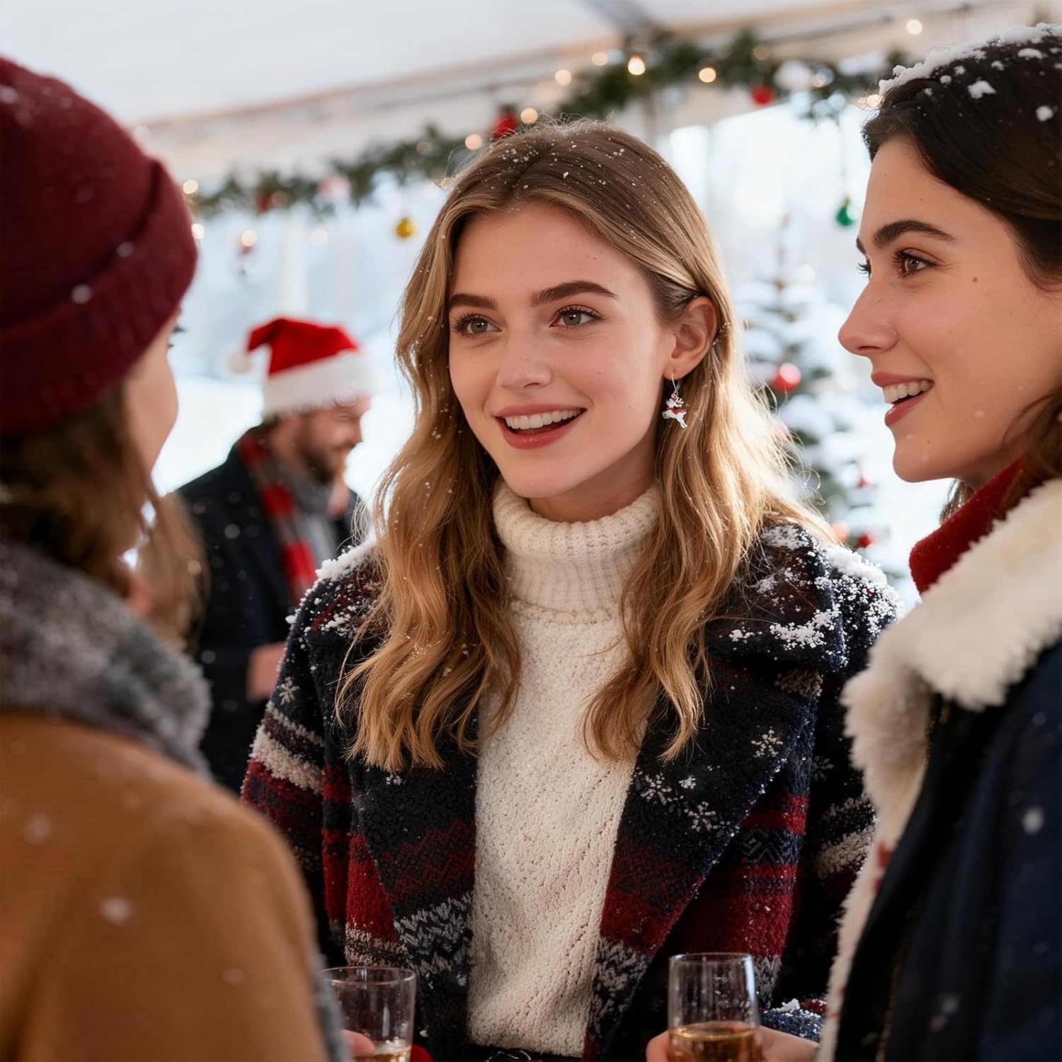 Christmas Reindeer Earrings Christmas Earrings for Women Dangling Sterling Silver Deer Jewelry Dangle Studs Holiday Merry Xmas Gifts - Image 5