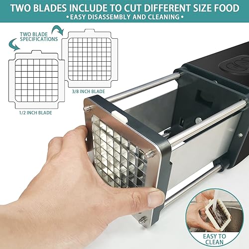 Miniatura 4 de Cortador eléctrico para papas fritas, cortador profesional de papas fritas comerciales y domésticas, cortador de patatas con hoja de 12 pulgadas y