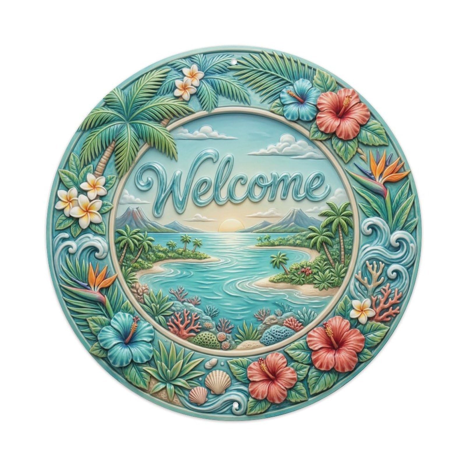 Tgrcjimh Style Metal Tin Sign Lagoon Welcome Tropical Waters
