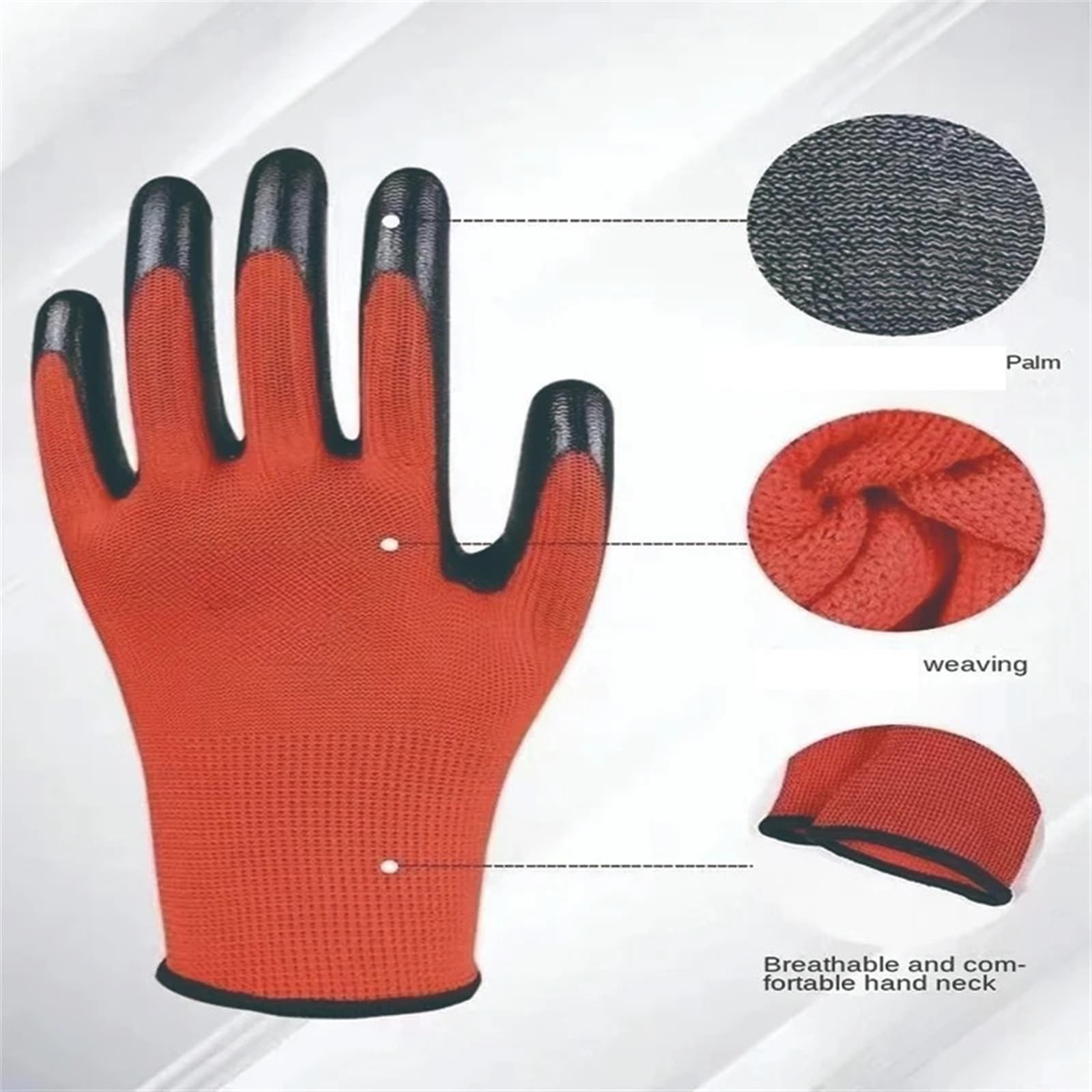 Gants de Travail Lot de 3 Gants de Jardinage for Hommes et Femmes, Gants de Travail en Caoutchouc, Gants de sécurité for Le Travail, la Construction