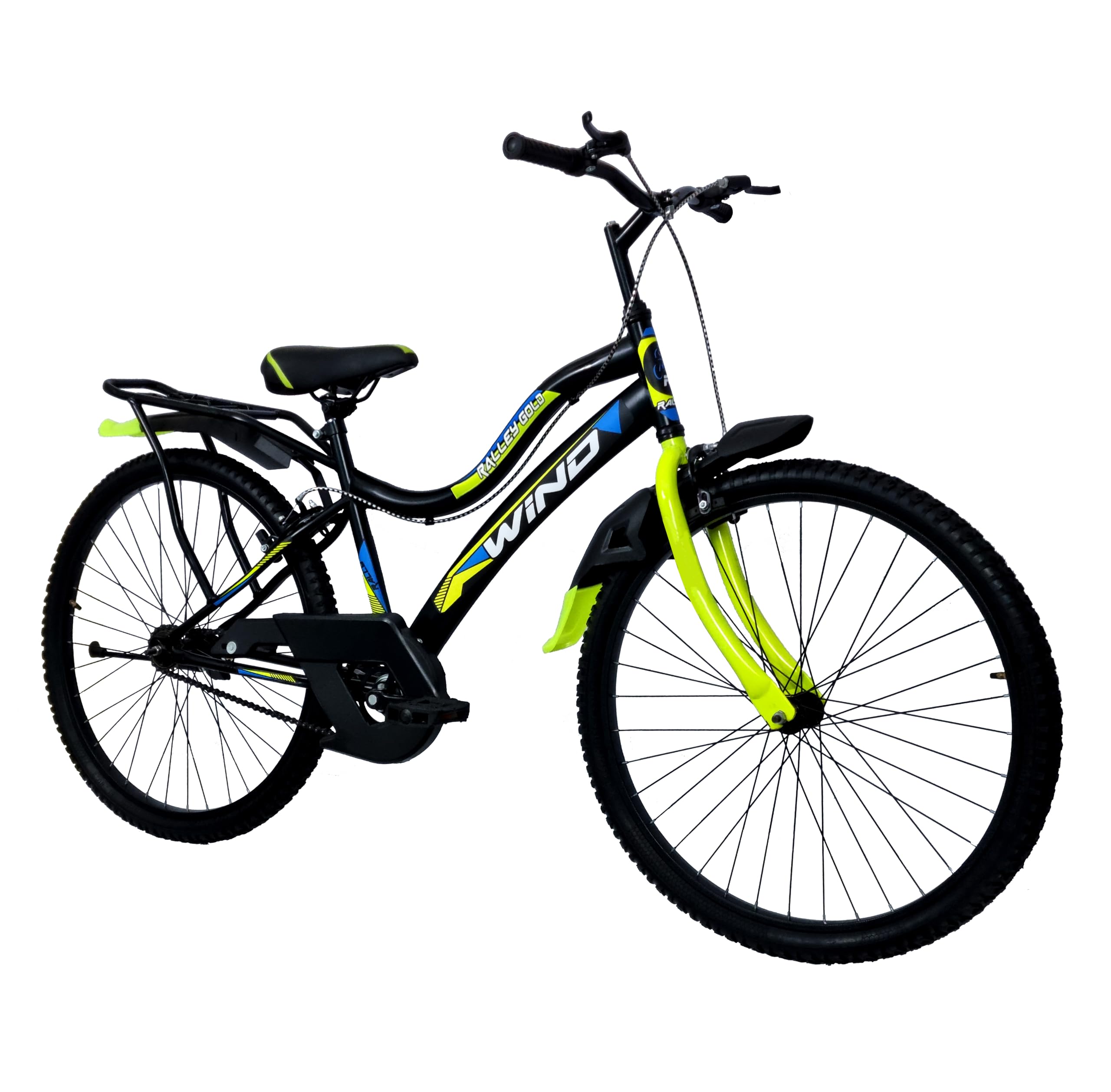 RALLEY GOLD Wind 26T Premium City Bike with in-Built Carrier | Non Gear Cycle for Adults (Single Speed) (Black/Green) (B0CXF3LDYQ) Amazon Price History, Amazon Price Tracker