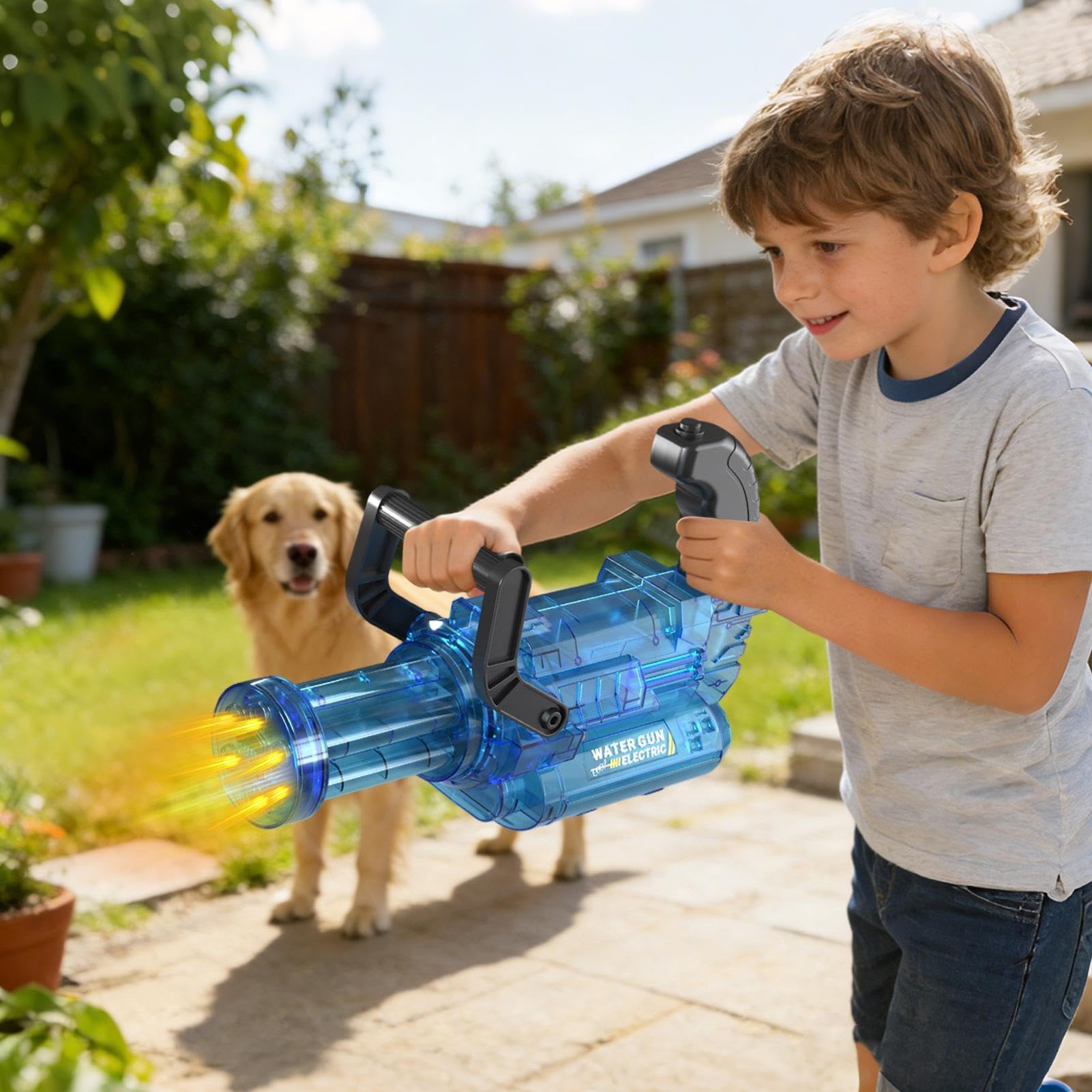 Giocattolo Elettrico per Pistola ad Acqua Squirter Elettrico da Esterno | Giocattoli per Piscina con Effetti di e Fiamma per feste all'aperto, giardino, cortile, spiaggia, piscina, campeggio