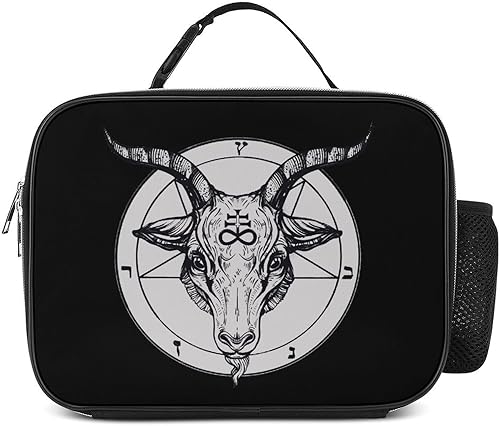 Baphomet Satanic Goat Head Insulated Lunch Bag for Men Women Reusable Lunch Box Portable Tote Bag for Work Pinic