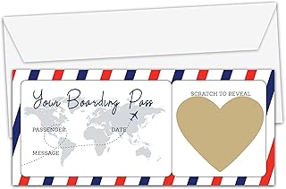 Boarding Pass Save The Date Card with Envelope - Surprise Holiday Scratc...