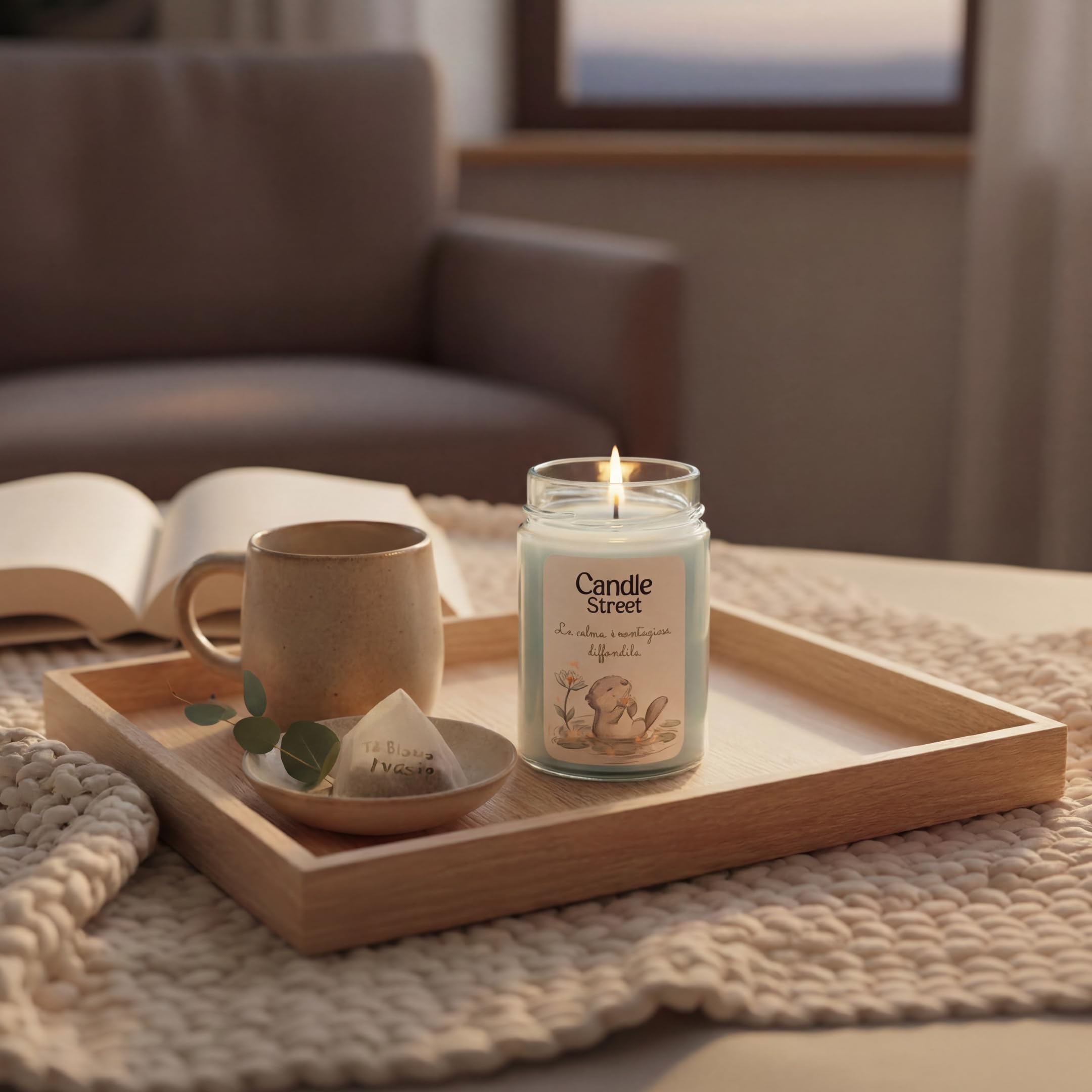 Candle Street | La Calma - entspannende Noten | handgemachte Duftkerze | Duft aus Baumwolle, Frangipani und weißem Moschus | 500 g | Lange Brenndauer 100 h | Vegan, hergestellt in Italien, Relax und