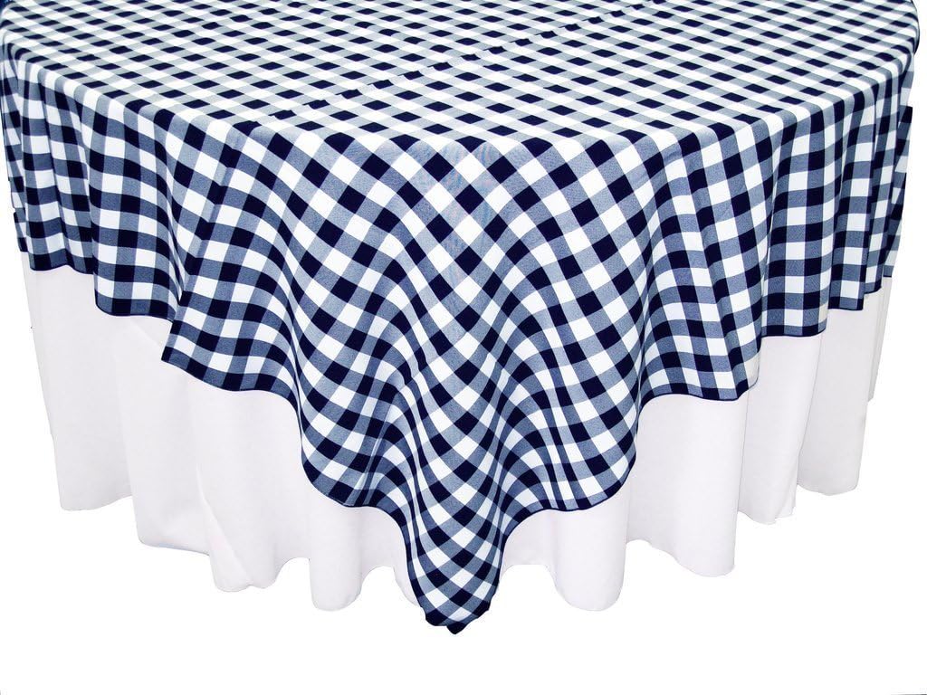 Square 90x90 inch Checkered Tablecloth by Runner Linens Factory (Red & White)
