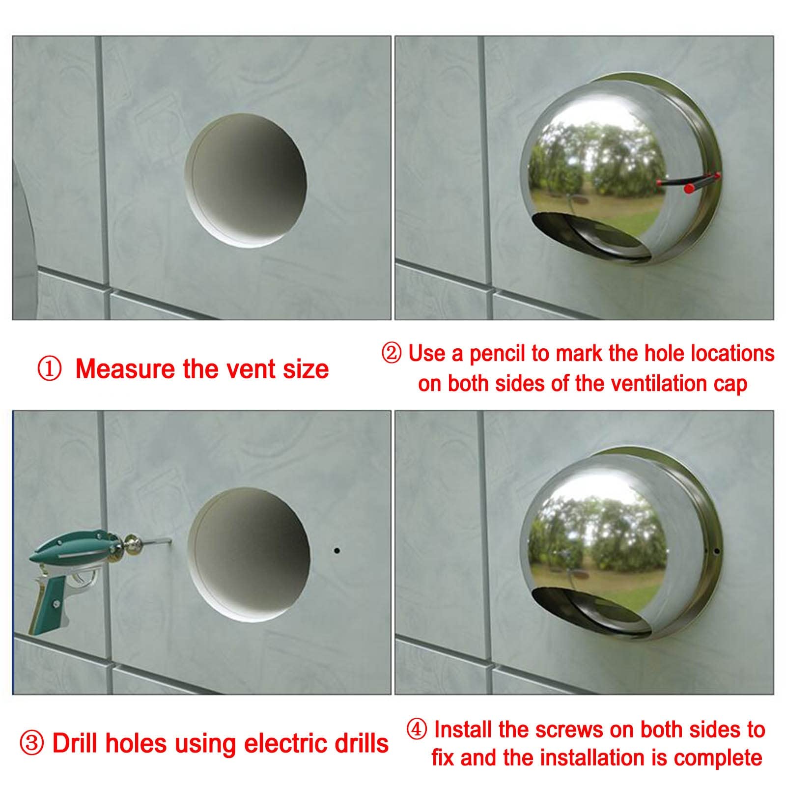 Grille De Ventilation en Acier Inoxydable 304, 80 100 125 150 180mm Ronde Murale Ventilation Hotte, Antis-Retour, Ventilation D'échappement, Grille D'Aération pour Bureau, Cuisine