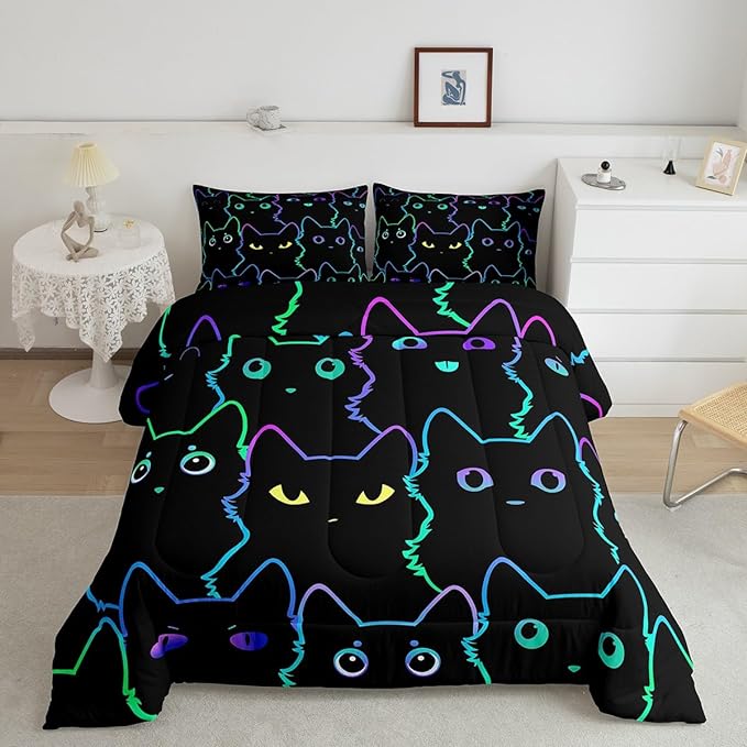 Erosebridal Cat Bedding for Girls Kids Teen, Kids Comforter Cartoon Full Size