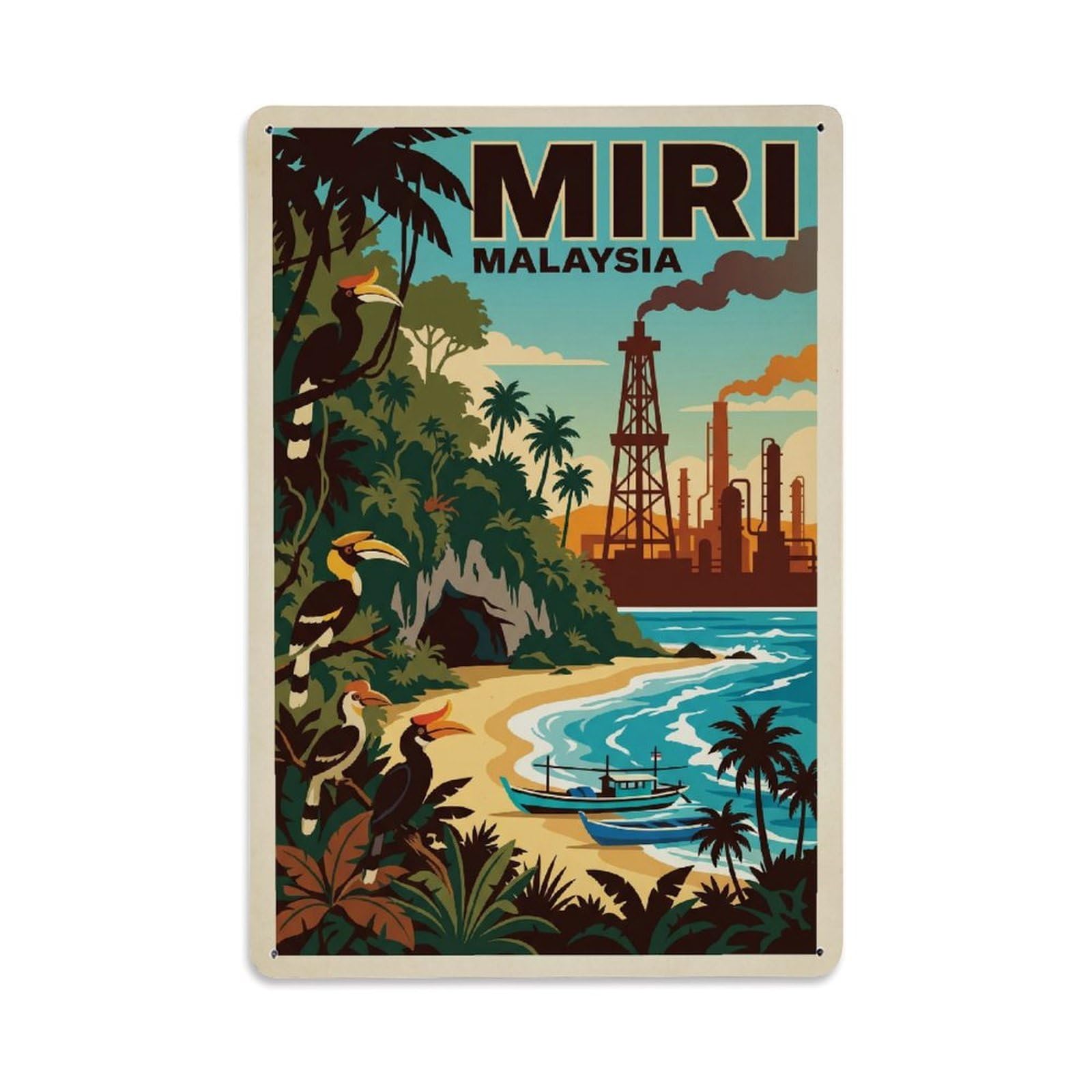 Metal Tin Sign Vintage Travel Malaysia Miri