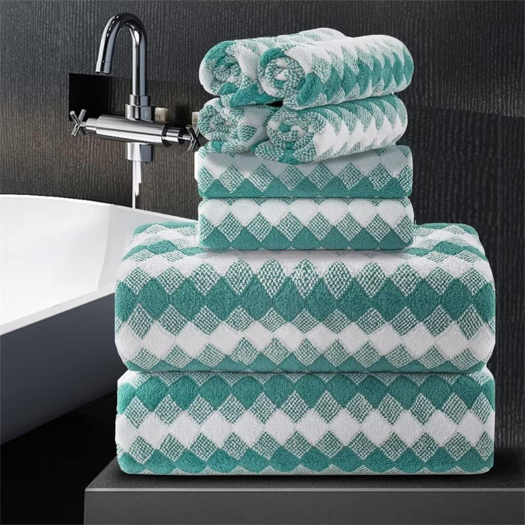 Amazon.com: 8 Piece Bathroom Towel Set Aqua |2 Oversized Large Bath ...